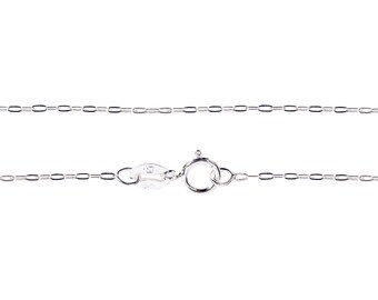 925 Sterling Silver Flat Oval Cable Chain Necklace 1.4 mm 16 18 inches, Spring Ring Clasp, New, Made in Italy