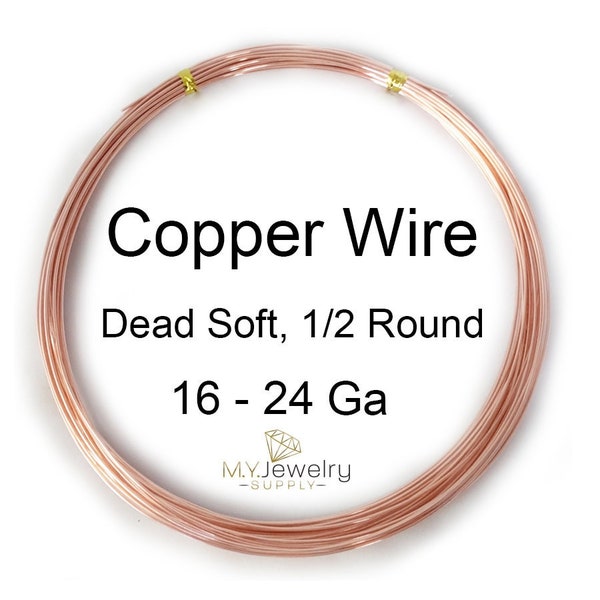 99.9% Pure Copper wire Dead Soft Half Round 16 18 20 21 22 24 Gauge Made in USA Craft Jewelry Wrapping CDA #110