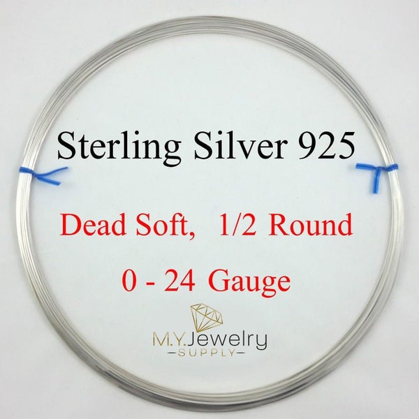 925 Sterling Silver wire Dead Soft Half Round 2 4 6 8 9 10 11 12 14 16 18 20 21 22 24 Gauge Made in USA Craft Jewelry Wrapping