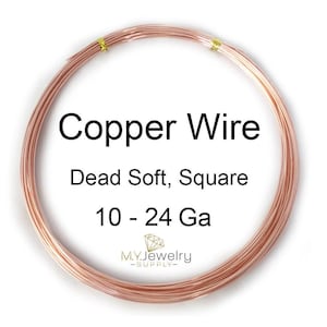 99.9% Pure Copper Wire Dead Soft Square 10 12 14 16 18 19 20 21 22 24 Gauge Made in USA Craft Jewelry Wrapping CDA #110