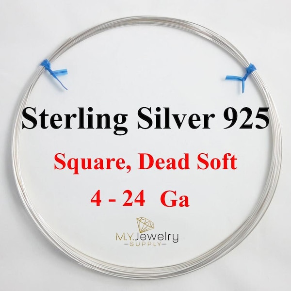 925 Sterling Silver wire Dead Soft Square 4 6 8 10 12 14 16 18 20 21 22 24 Gauge Made in USA Craft Jewelry Wrapping