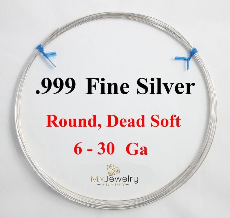 999 Fine Silver wire Dead Soft Round 6 8 10 12 14 16 18 20 22 24 26 28 30 Gauge Made in USA Craft Wrapping bild 1
