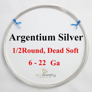 935 Argentium Silver wire Dead Soft Half Round 6 8 10 12 14 16 18 20 21 22 Gauge Made in USA Craft Wrapping