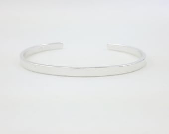Sterling Silver Flat Cuff Bracelet, Blank Bangle for Engraving