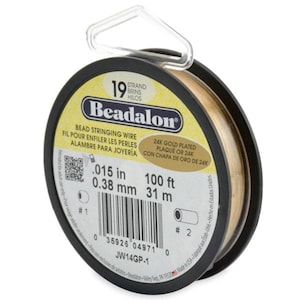 Beadalon® 19 Strand Bead Stringing Wire, Gold Plated Choose Size and Length Made in USA