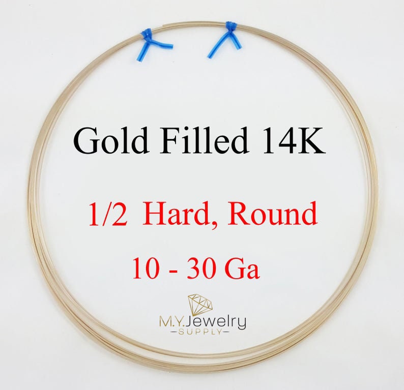 14K Gold Filled wire Half Hard Round 10 12 14 16 18 19 20 21 22 24 26 28 30 Gauge 14/20 Craft Jewelry Wrapping Made in USA 