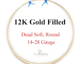12/20 Gold Filled Wire, Round, Dead Soft 12K Gold Filled wire Made in USA