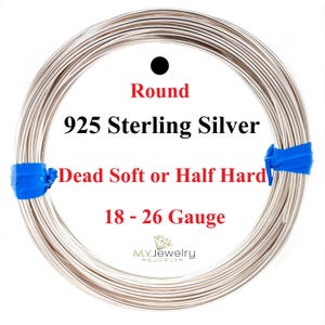 925 Sterling Silver wire Round Dead Soft/Half Hard 18 20 22 24 26 Ga Made in USA