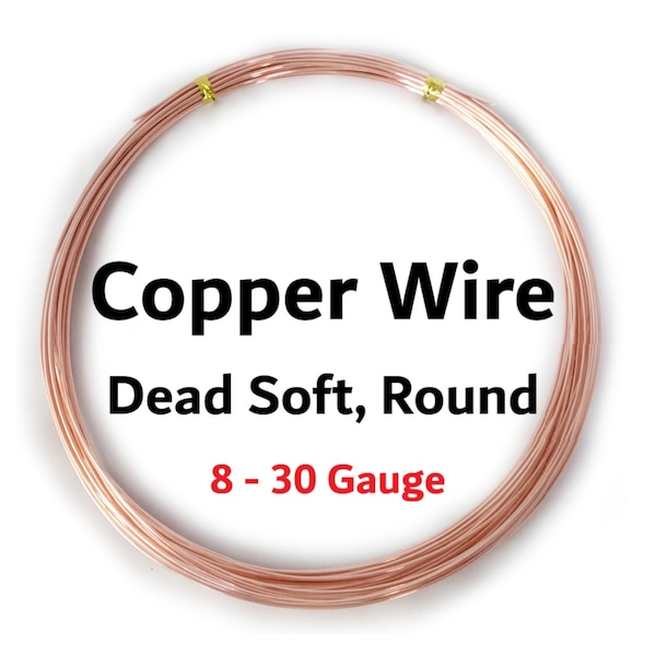 99.9% Pure Copper wire Dead Soft Round 8 10 12 14 16 18 20 21 22 24 26 28 30 Gauge Made in USA Craft Jewelry Wrapping CDA #110