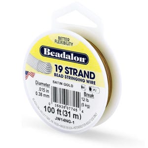 Beadalon Satin Gold Bead Stringing Wire: 19 Strand Jewelry Wire