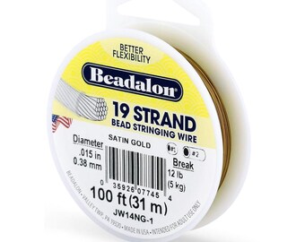 Beadalon Satin Gold Bead Stringing Wire: 19 Strand Jewelry Wire