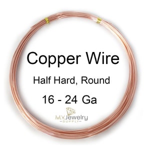 99.9% Pure Copper wire Half Hard Round 16 18 19 20 21 22 24 Gauge Made in USA Craft Jewelry Wrapping CDA #110