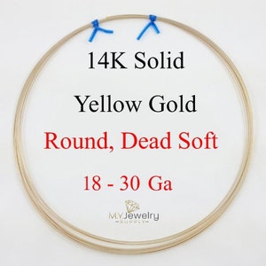 14K Solid Yellow Gold wire Dead Soft Round 18 20 21 22 23 24 25 26 28 30 Gauge