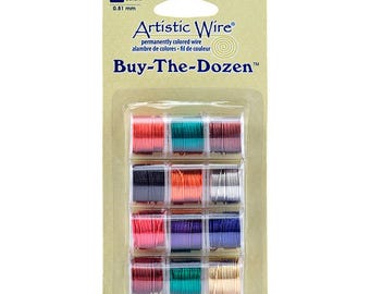Artistic Wire, Tarnish Resistant Colored Copper Craft Wire, Buy-The-Dozen, Assorted Colors 12 spools