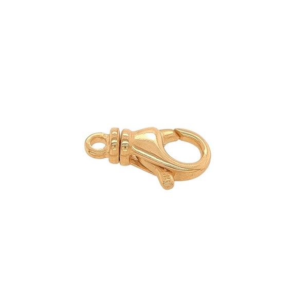 9k Solid Yellow Gold Swivel Push Lock Clasp Solid Gold Albert Swivel Clasp  With Closed Ring Anti Tangle Chain Clasp Gold Findings 