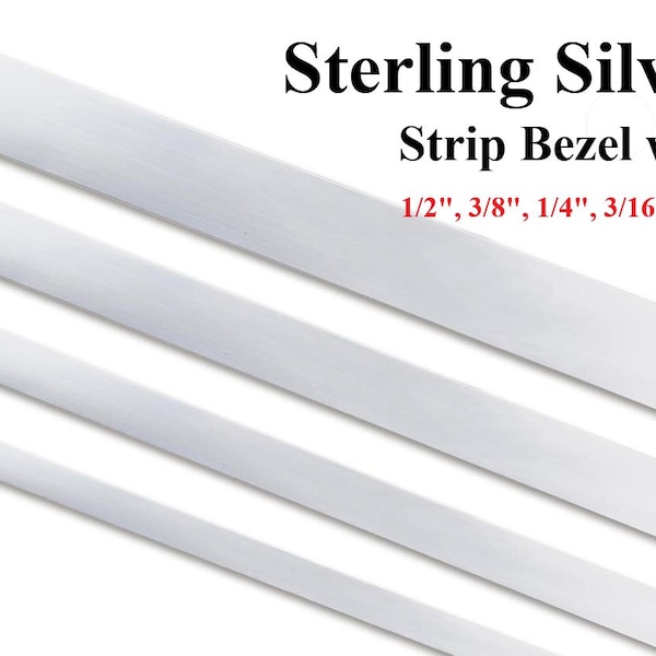 925 Sterling Silver Bezel Strip Wire 16 24 28 Gauge 1/2" 3/8" 1/4" 3/16" 1/8"