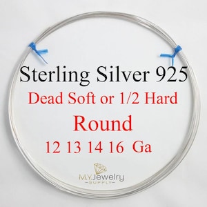 925 Sterling Silver wire Dead Soft or Half Hard Round 12 13 14 16 Gauge Made in USA Craft Jewelry Wrapping