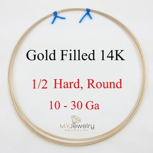 Alambre redondo semirrígido relleno de oro de 14 quilates: joyería artesanal (hecho en EE. UU.)