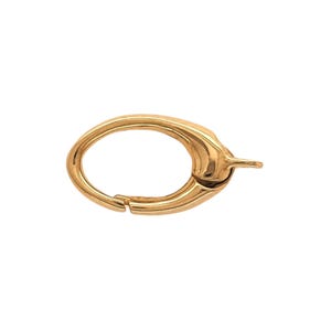 14K Solid Yellow Gold Oval Push Clasp Spring-Loaded Hinge