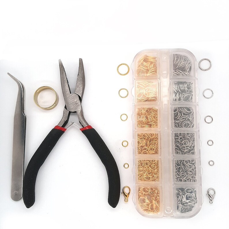 DIY Jewelry Making Set W/ Bent Nose Pliers Jump Rings Etsy