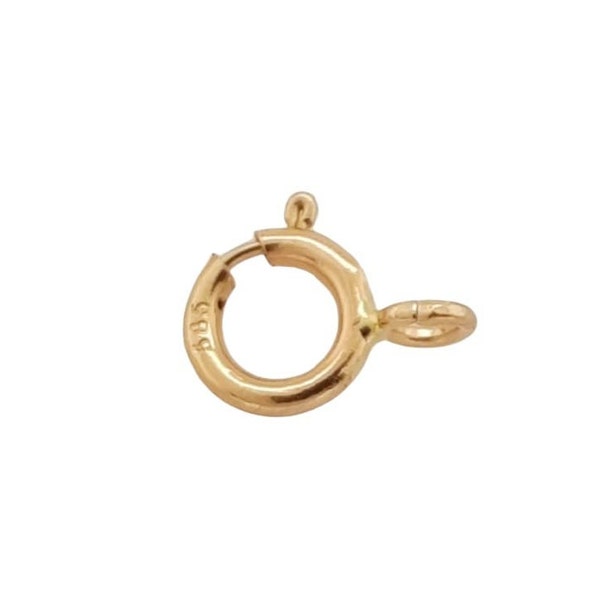 14K Solid Yellow Gold Spring Ring Clasp Open Ring Made in Italy
