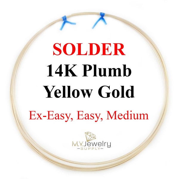 SOLDER 10K and 14K Plumb Yellow Gold wire Ex-Easy, Easy, Medium 22 Gauge Round