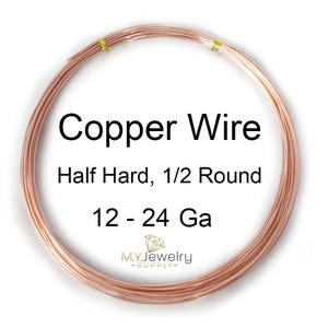 Pure Copper Wire: Half Hard, Half Round, USA Made (20-24 Gauge)