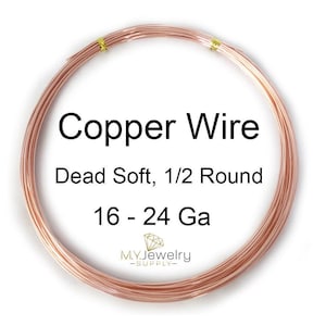 Pure Copper Wire, Dead Soft Half Round, USA Made (16-24 Gauge)