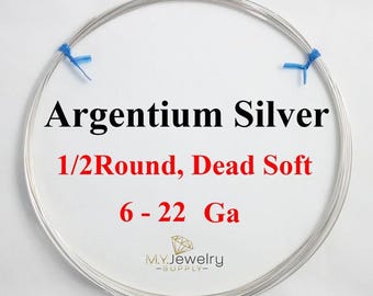 935 Argentium Silver Wire, Dead Soft Half Round - USA Made