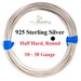 925 Sterling Silver wire Half Hard Round 10 12 14 16 18 19 20 21 22 24 26 28 30 Gauge Made in USA Craft Jewelry Wrapping 