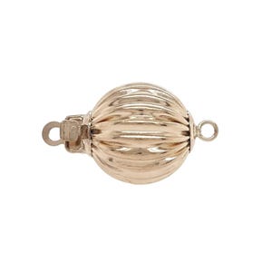 14K Solid Yellow Gold Corrugated Bead Safety Clasp Pearl Clasp for Necklaces and Bracelets