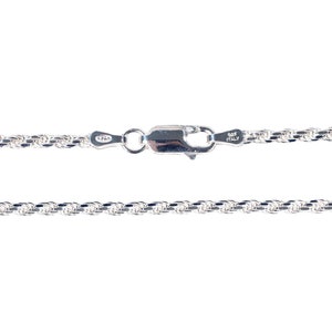 Sterling Silver Diamond Cut Rope Necklace - Made in Italy