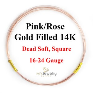 14/20 Pink/Rose Gold Filled Wire Dead Soft Square 16 18 20 21 22 24 Gauge, Jewelry Making Wire, Gold Filled 14K, Craft DIY Wrapping