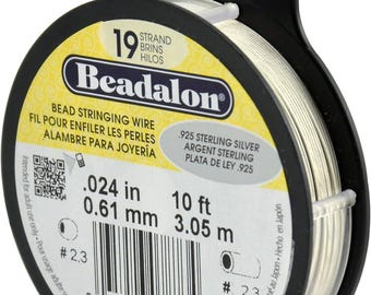 Beadalon 19 Strand Sterling Silver Bead Stringing Wire - 10 ft