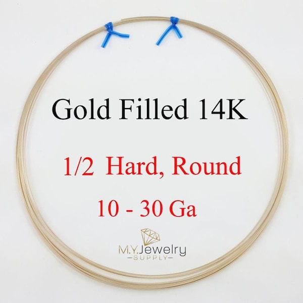 14K Gold Filled wire Half Hard Round 10 12 14 16 18 19 20 21 22 24 26 28 30 Gauge 14/20 Craft Jewelry Wrapping Made in USA