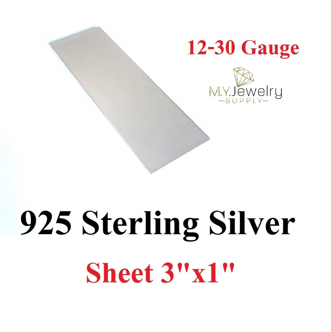  6x1 Solid Sterling.925 Silver Sheet, 26 Gauge Dead Soft, Made  in USA
