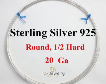 20 Gauge Sterling Silver Wire: Half Hard Round, Jewelry Wrapping