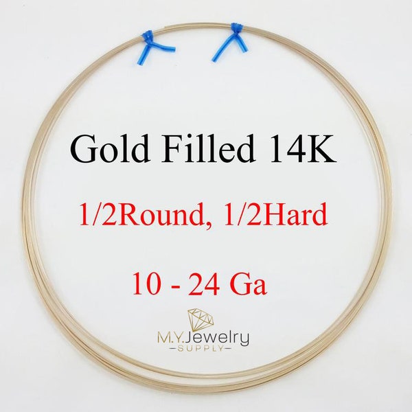 14K Gold Filled wire Half Hard "Half Round" 10 12 14 16 18 20 21 22 24 Gauge 14/20 Craft Jewelry Wrapping Made in USA