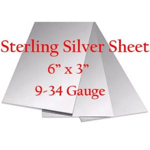 925 Sterling Silver Sheet, Solid, 6 x 3 inch (15.24cm x 7.62cm), 14 - 34 Gauge, Dead Soft, 1/4 Hard, Rectangular Blank, Jewelry, Blanks