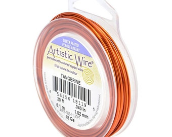 Tangerine Silver Plated Copper Craft Wire - 18 Gauge