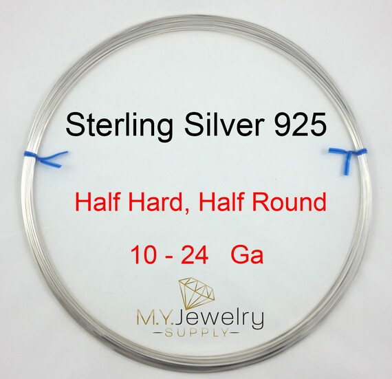 925 Sterling Silver Wire, 5 Feet, 24 Gauge, Round, Half Hard. Made in USA.