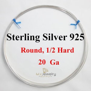 20 Gauge 925 Sterling Silver wire Half Hard Round 1 5 10 15 25 50 Feet Made in USA Craft Jewelry Wrapping