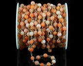 New Sale Frosted Orang Crazy Veins Agate Round Shape Beads Chains Jewelry,6mm,Brass Plated Wire Wrapped Rosary Bracelet Jewelry DIY