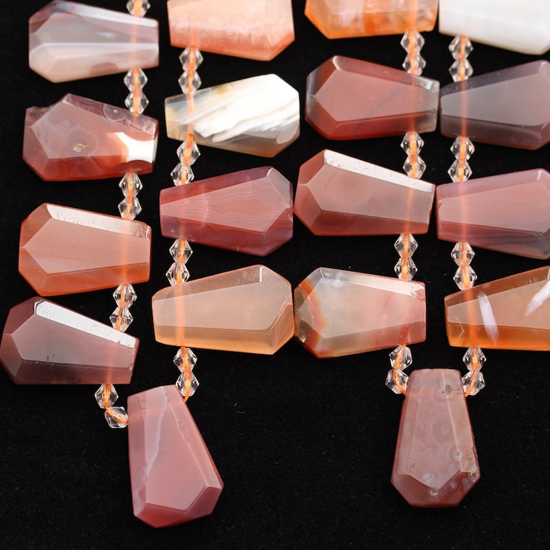 Smooth Faceted Natural Red Agate Slabs Beads,Top Drilled Raw Agate Slice Beads Charms Necklace