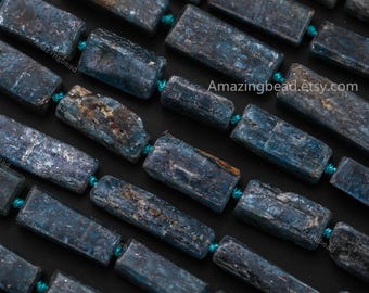 Blue Kyanite rectangle beaded beads, Raw Crystal Gemstone wand beads,Kyanite Minerals, Natural Kyanite Centre Drilled Minerals Kyanite Beads