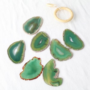 Green Agate Windchime Suncatcher Agate Graduated Slice Wind Chimes Gemstone Gift Home Window Decor Fashion Jewelry