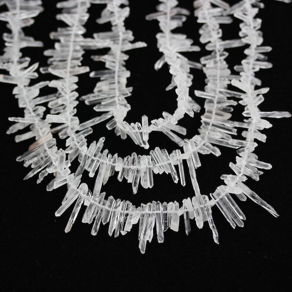 Small Size Natural Quartz Beads Necklace Crafts,Top Drilled Raw Rough White Crystals Beads