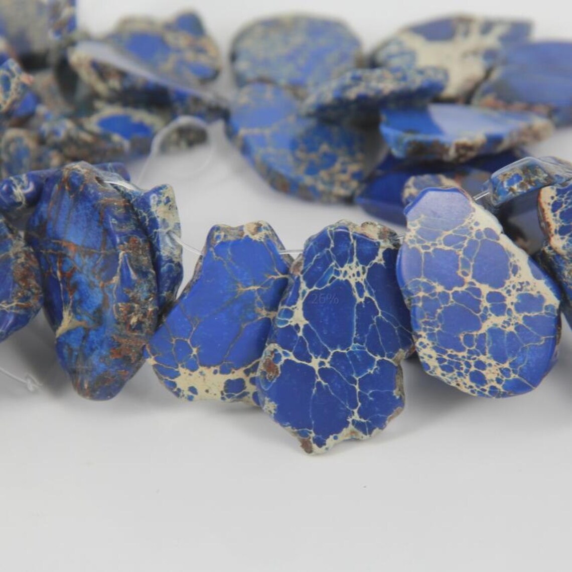 Dark Blue Sea Sediment Jasper Freeform Slab Beads – 30x40mm, 15.5" Strand