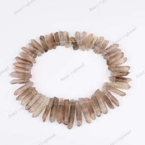 Natural Smoky Quartz Top Drilled Stick Point Pendants strand,Raw Crystals Tusk Spikes Charms Briolettes Loose Beads for Necklace Jewelry