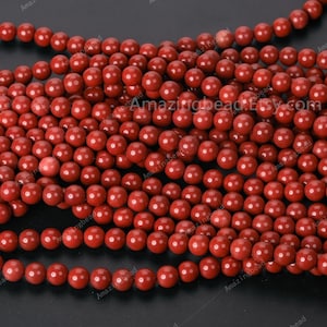 Natural Red jasper Bead 6mm 8mm 10mm Polished Round Loose Gemstone Spacer Bead for Bracelet Jewelry Making & Design 15.5&quot; Full Strand